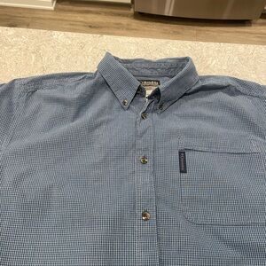 Columbia Men's Casual Blue Plaid Shirt—Large